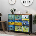 EXOTICA Van Gogh 9 Drawers Dresser Wide TV Stand Colorful Dressers & Chest of Drawers Enterway Furniture for Bedroom Living Room