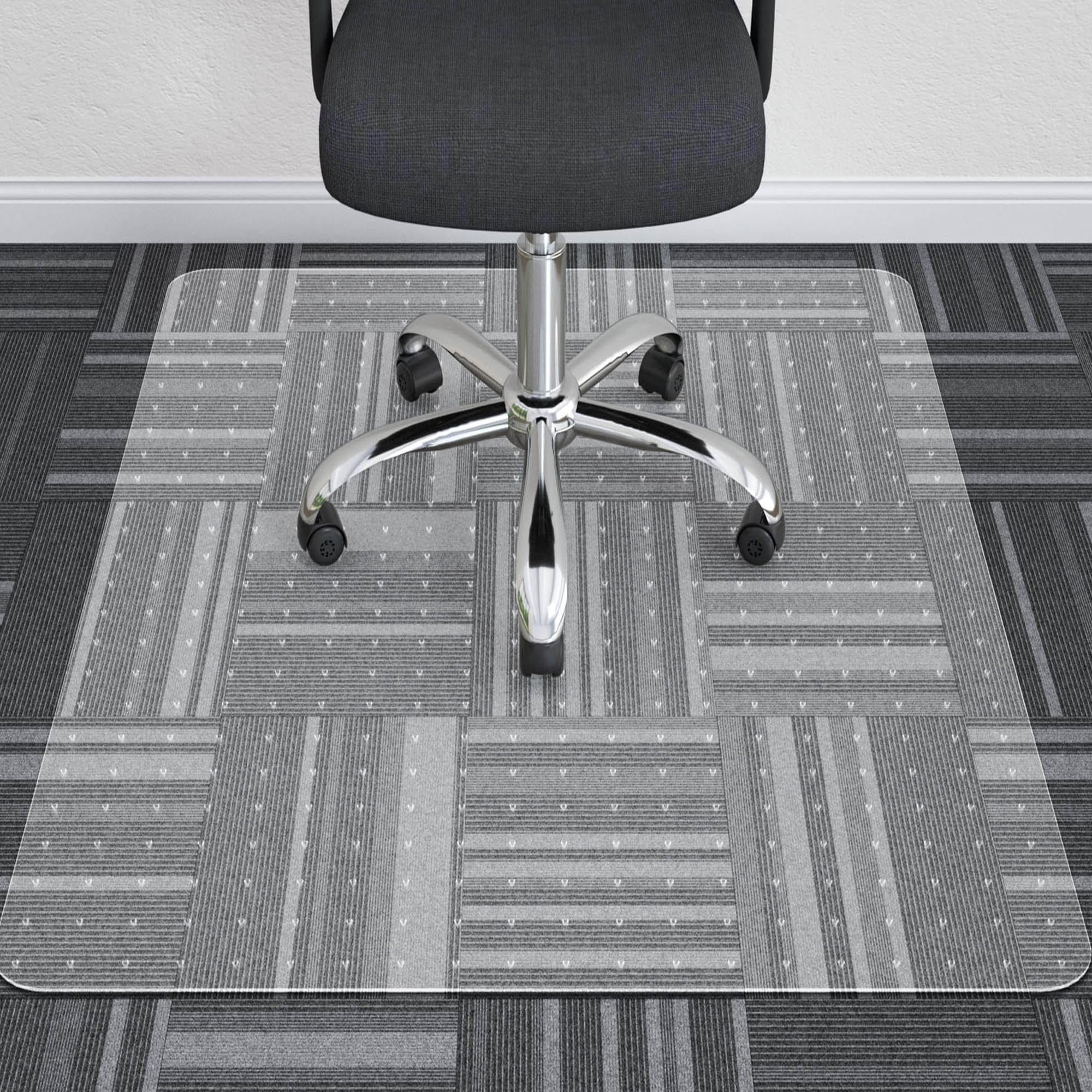 HOMEK Office Chair Mat for Low Pile Carpeted Floors - 45    x 53    Clear Carpet Chair Mats for Home & Office, Studded Floor Mat