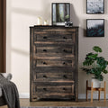 VanAcc 5 Drawers Dresser for Bedroom, Farmhouse Wood 47  Tall Dresser for Closet, Natural Texture Chest of Drawers for Bedroom, 