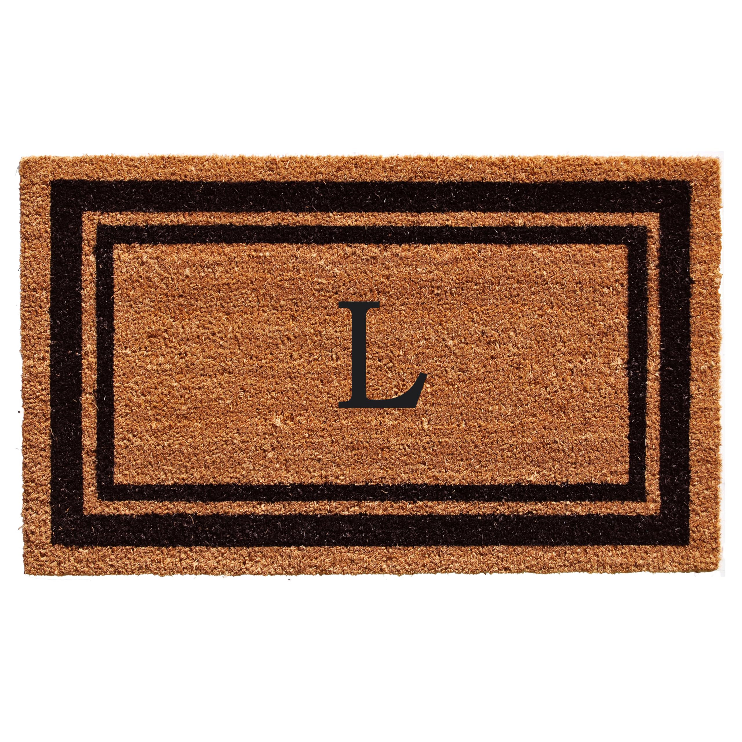 Calloway Mills 152961830L Black Border 18 x 30 Monogram Doormat, (Letter L)