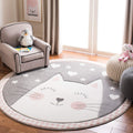 Safavieh Carousel Kids Collection 3 Round Pink/Grey CRK134P Cat Non-Shedding Nursery Playroom Area Rug