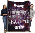 Pure Country Weavers Breathing Loving You Blanket Purple - Personalized - Custom Gift Tapestry Throw Woven from Cotton - Made in