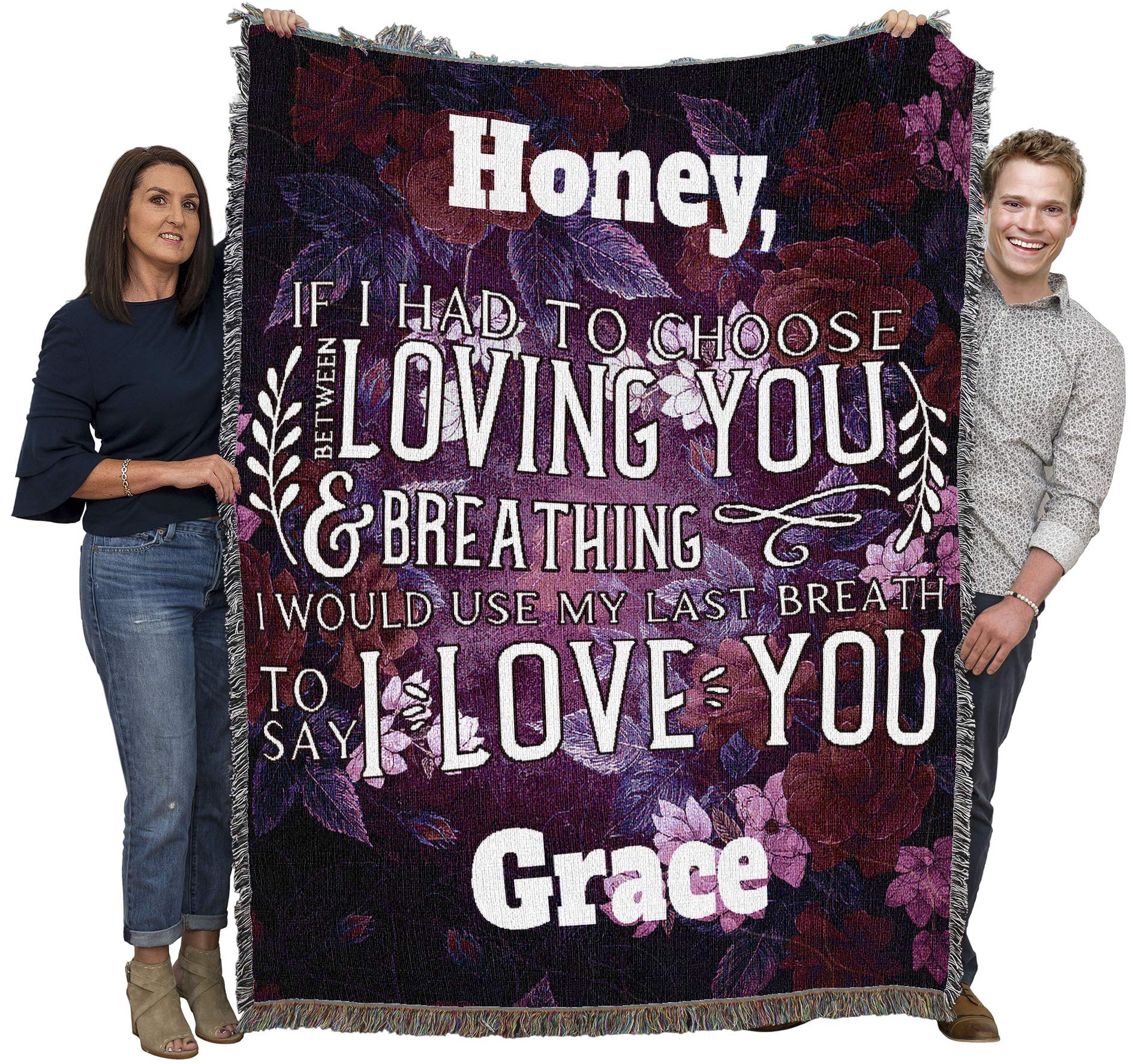 Pure Country Weavers Breathing Loving You Blanket Purple - Personalized - Custom Gift Tapestry Throw Woven from Cotton - Made in