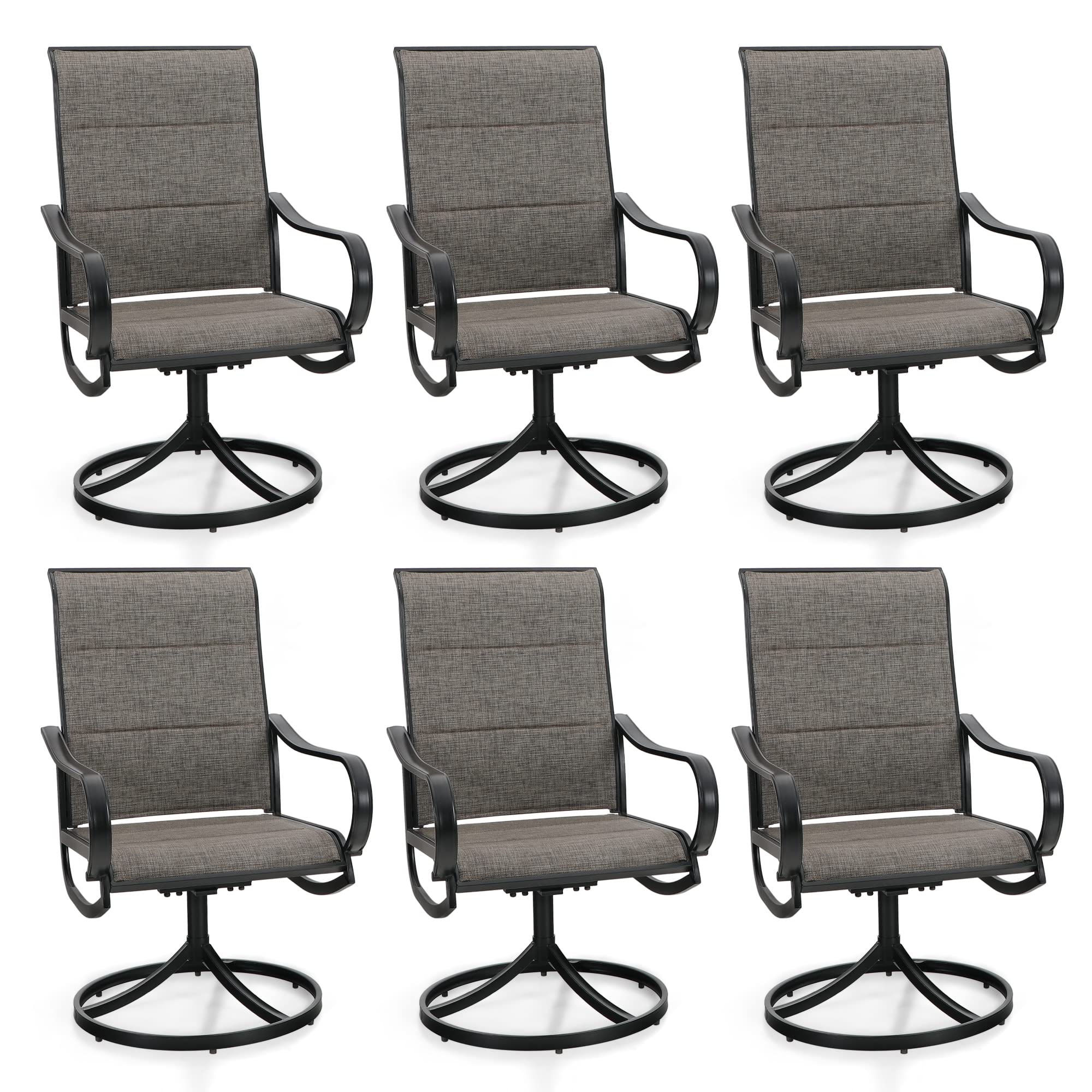 Sophia & William Patio Dining Chairs Patio Swivel Chairs 6 Pieces Quick Dry Textilene Patio Chairs Outdoor Furniture Support 300
