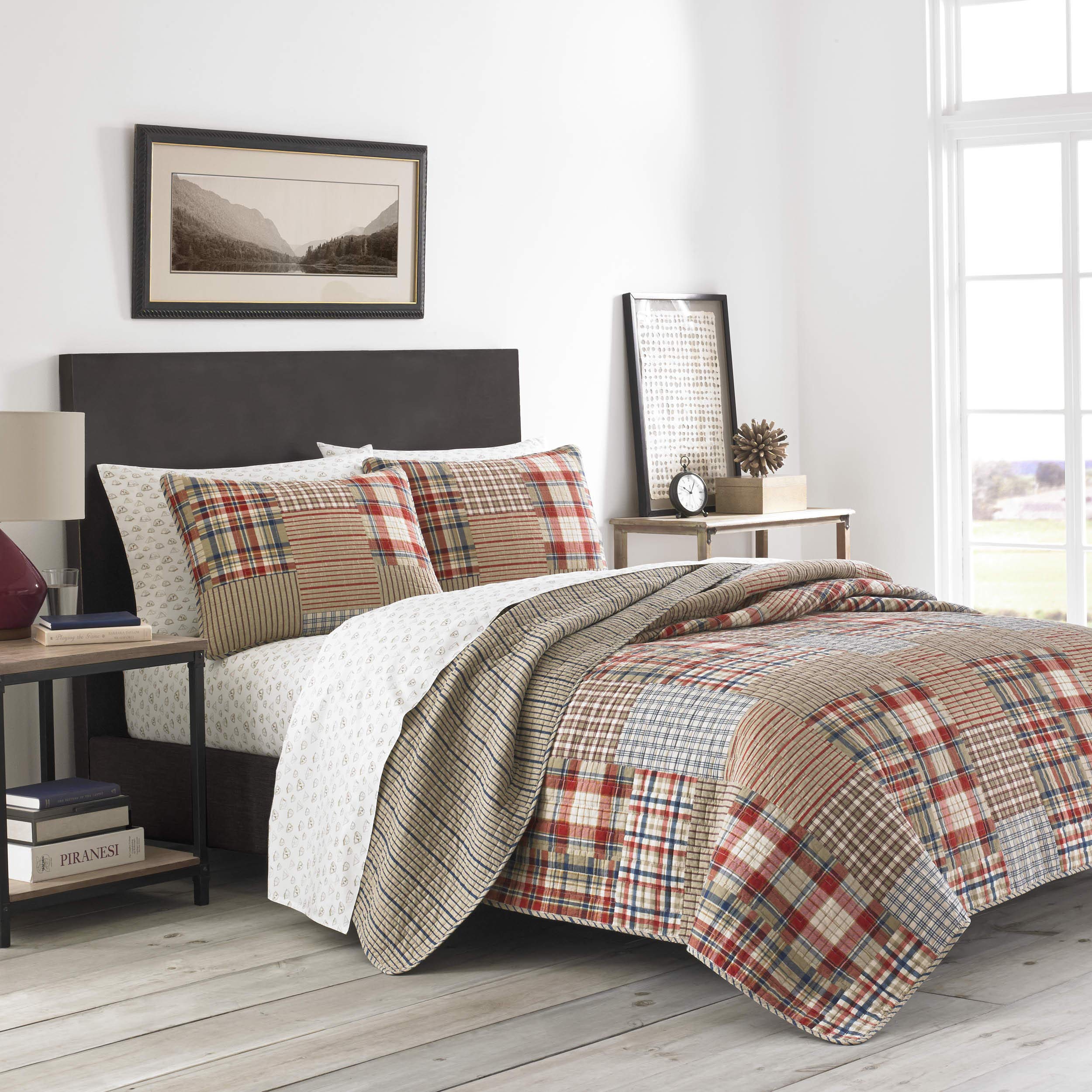 Eddie Bauer - Twin Quilt Set, Reversible Cotton Bedding with Matching Sham, Lightweight Home Decor for All Seasons (Hawthorne Br