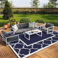 GENIMO 10 x 14 Outdoor Rug Waterproof for Patio, Foldable Reversible Plastic Straw Area Rugs Mat for Rv Decor, Outside Carpet 