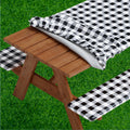 Sorfey Picnic Table Cover with Bench Covers -Fitted with Elastic, Vinyl with Flannel Back, Fits for Table 30x 96 Rectangle,Water