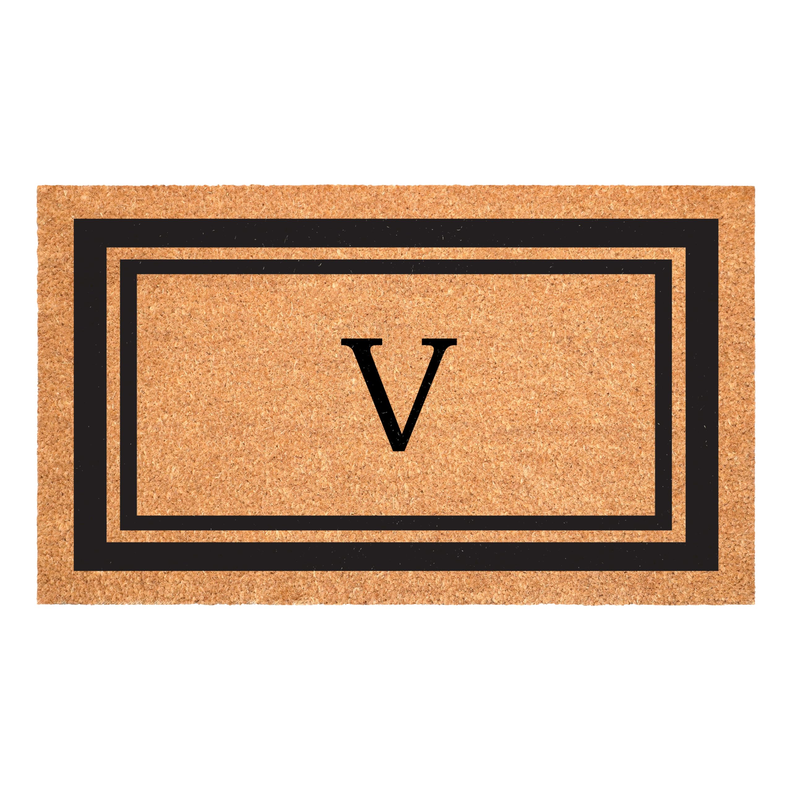 Calloway Mills 152962436V Black Border 24 x 36 Monogram Doormat, (Letter V)