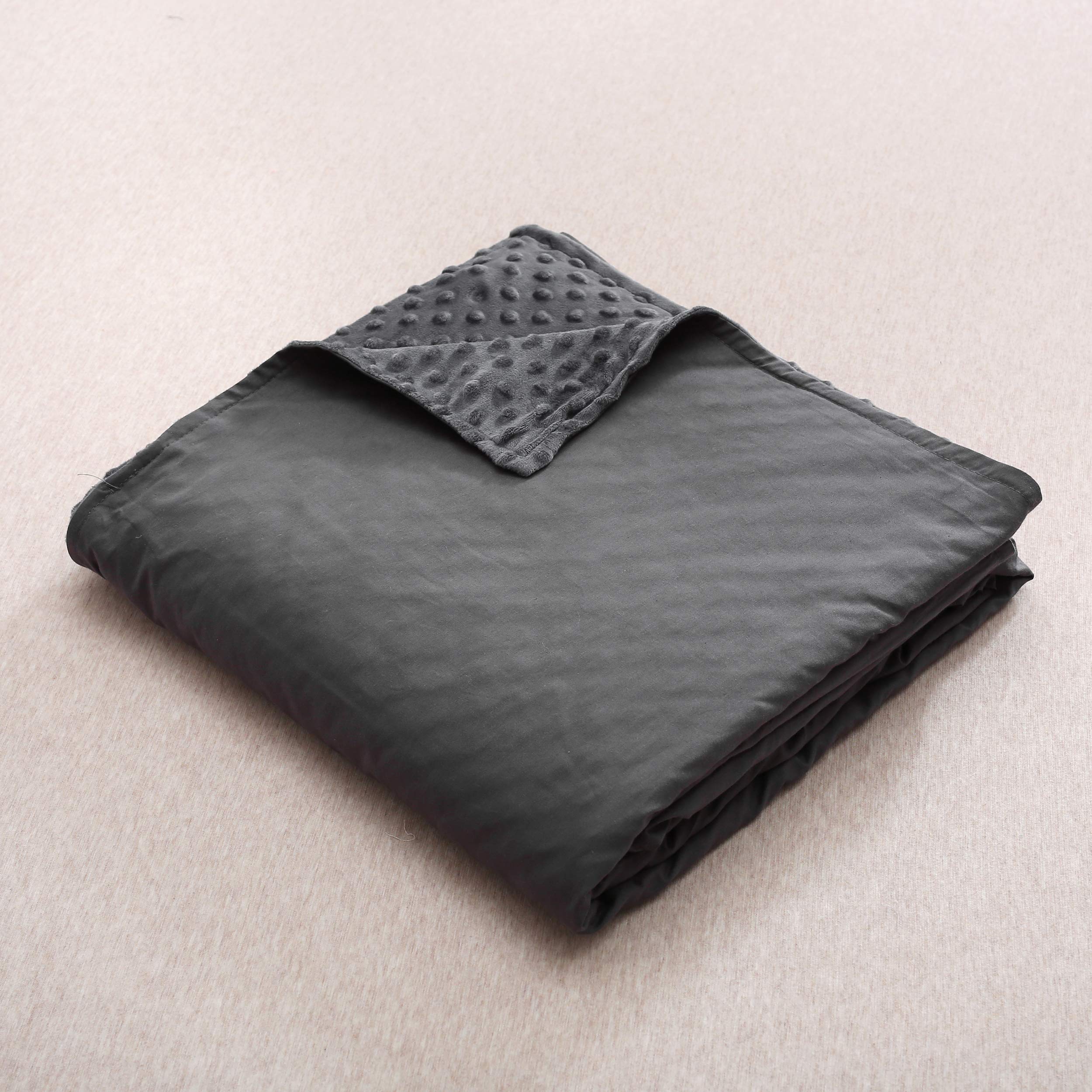 F.Y.Dreams Weighted Blanket Duvet Cover 60x80 inches with 8 Ties,Zipper on Long Side/Cotton&Minky Dot, Dark Grey/Just Duvet Cove