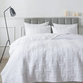 R.SHARE White Quilt Queen Size Bedding Sets with Pillow Shams, Lightweight Soft Bedspread Coverlet, Basket Weave Quilted Blanket