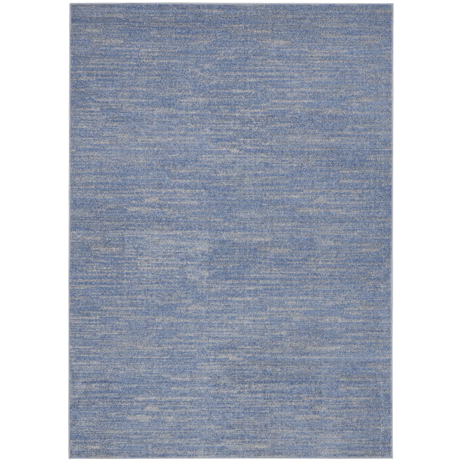 Nourison Essentials Indoor/Outdoor Blue/Grey 6 x 9 Area Rug, Easy Cleaning, Non Shedding, Bed Room, Living Room, Dining Room, 