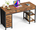 Huuger Computer Desk with 6 Drawers, 47 Inch Office Desk with Shelves, Reversible Gaming Desk, Corner Desk with Storage, Work De