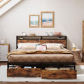 LIKIMIO California King Bed Frame with Storage Headboard, Platform Bed with Drawers and Charging Station, No Box Spring Needed, 