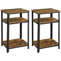 Yaheetech Tall End Table Set of 2, 18x14x29.5 inch Industrial Side Table with Strong Wooden Shelves, 2PCS Slim 3-Tier Telephone 