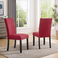 Roundhill Furniture Biony Fabric Dining Chairs with Nailhead Trim, Set of 2, Red