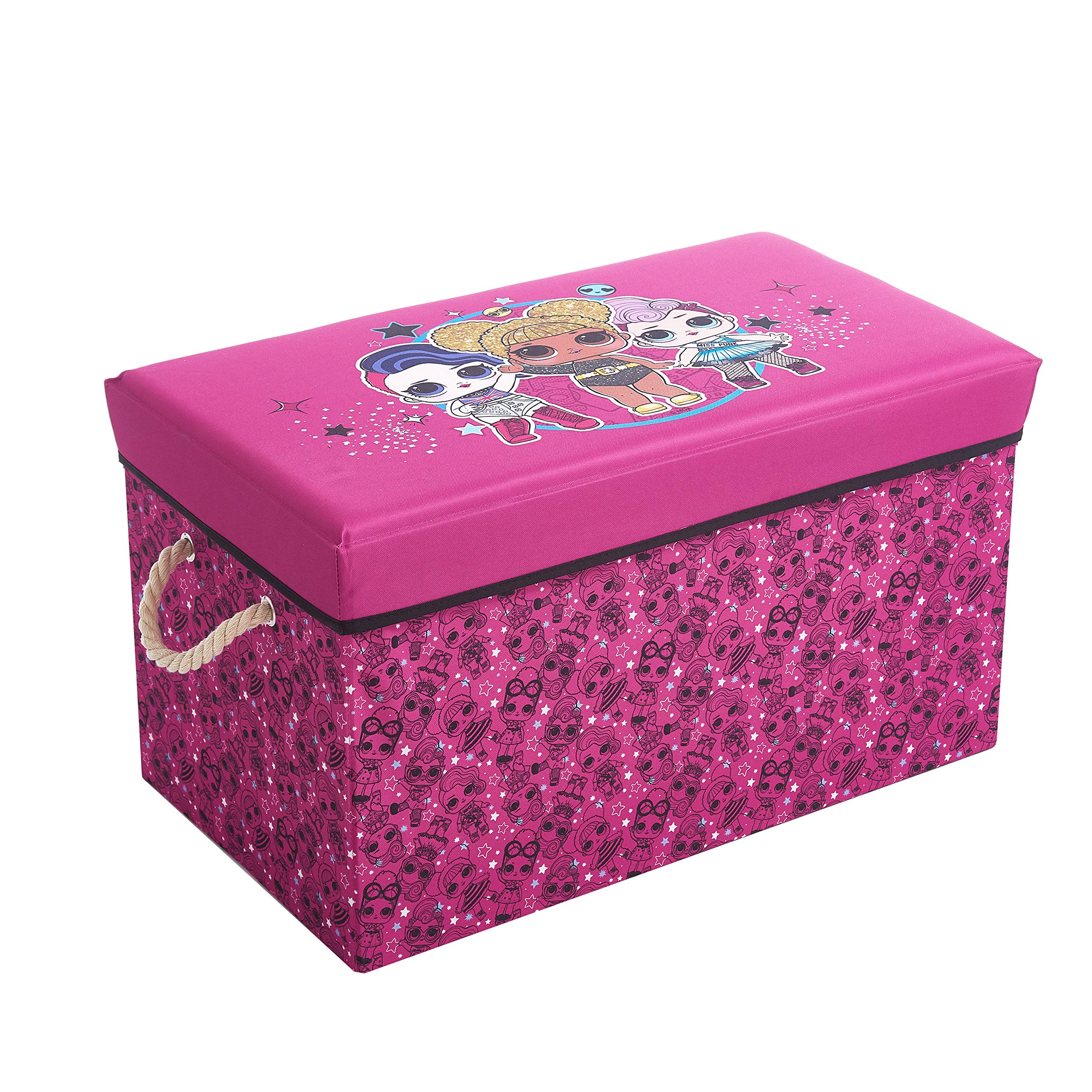 Idea Nuova LOL Surprise Collapsible Toy Storage Bench and Ottoman, 14.5 H x 14.5 D x 25 L
