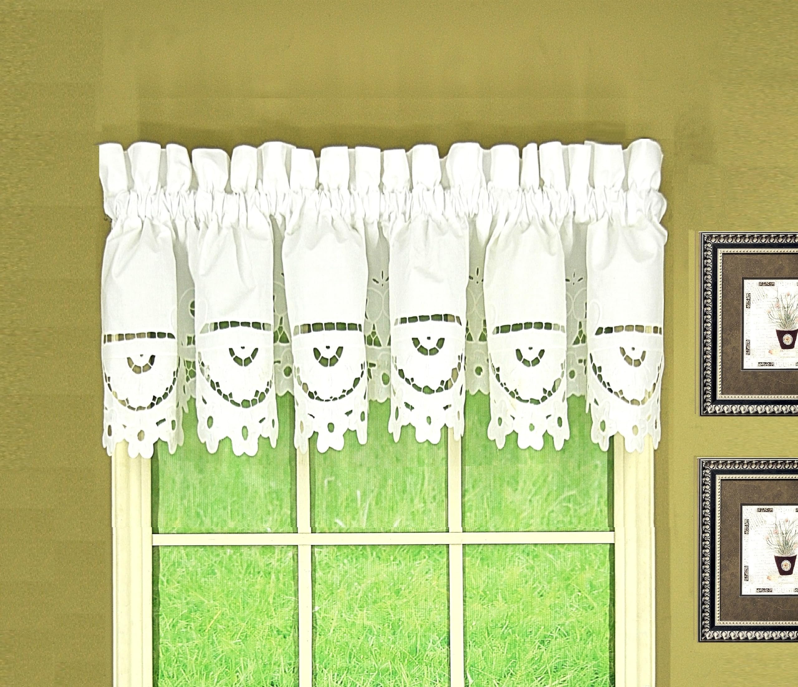 Todays Curtain Imperial Classic Drawn Cutwork Valance, 14-Inch, White