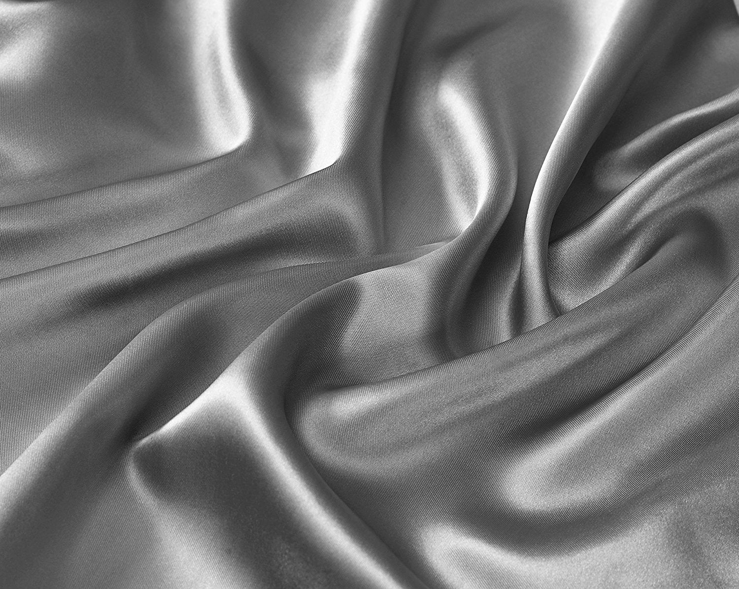 Mk collection 4pc Full Size Soft Silky Satin Solid Silvergray Deep Pocket Sheet Set New