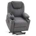 MCombo Small Power Lift Recliner Chair Sofa with Massage and Heat for Petite Elderly, 3 Positions, Cup Holders, and USB Ports, E