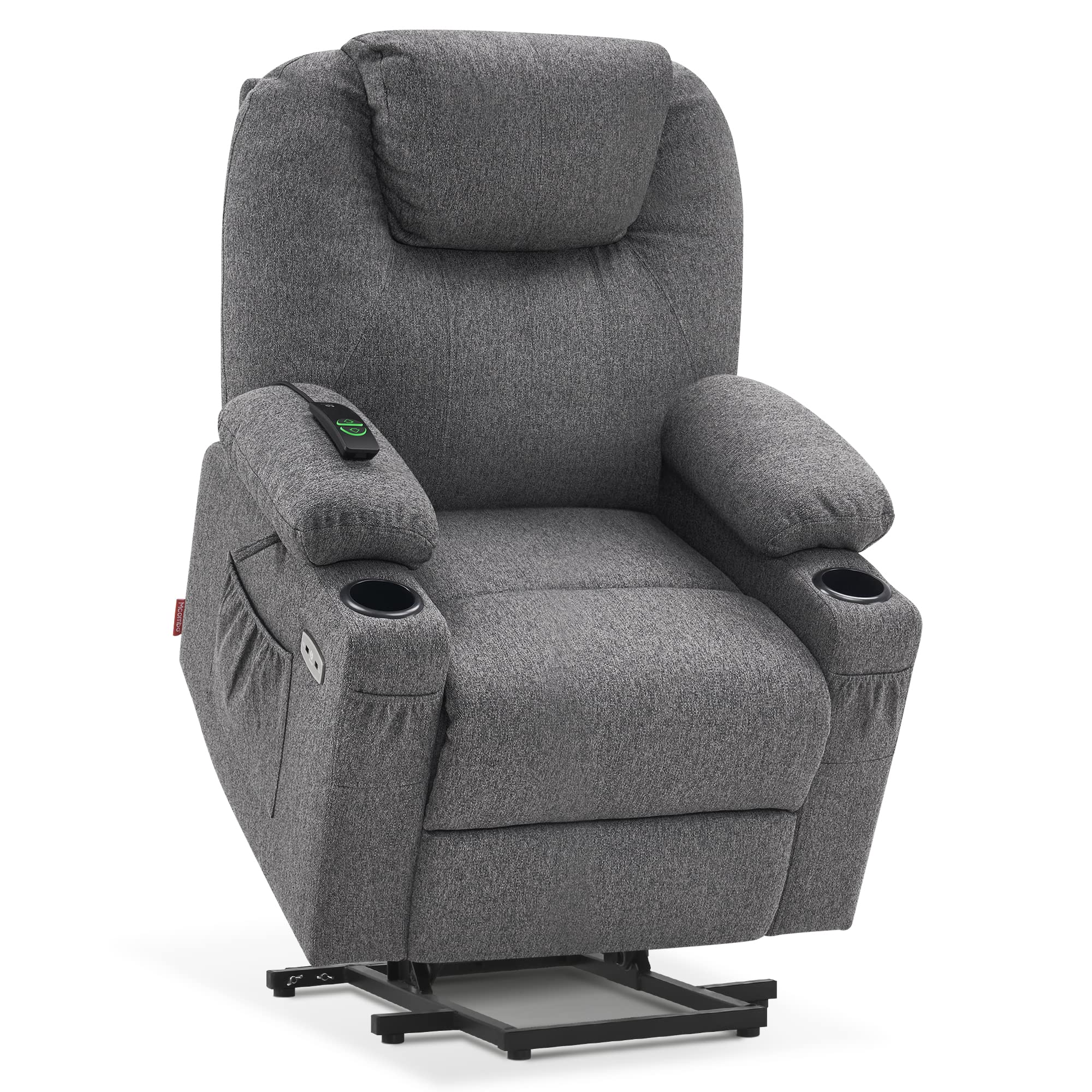 MCombo Small Power Lift Recliner Chair Sofa with Massage and Heat for Petite Elderly, 3 Positions, Cup Holders, and USB Ports, E
