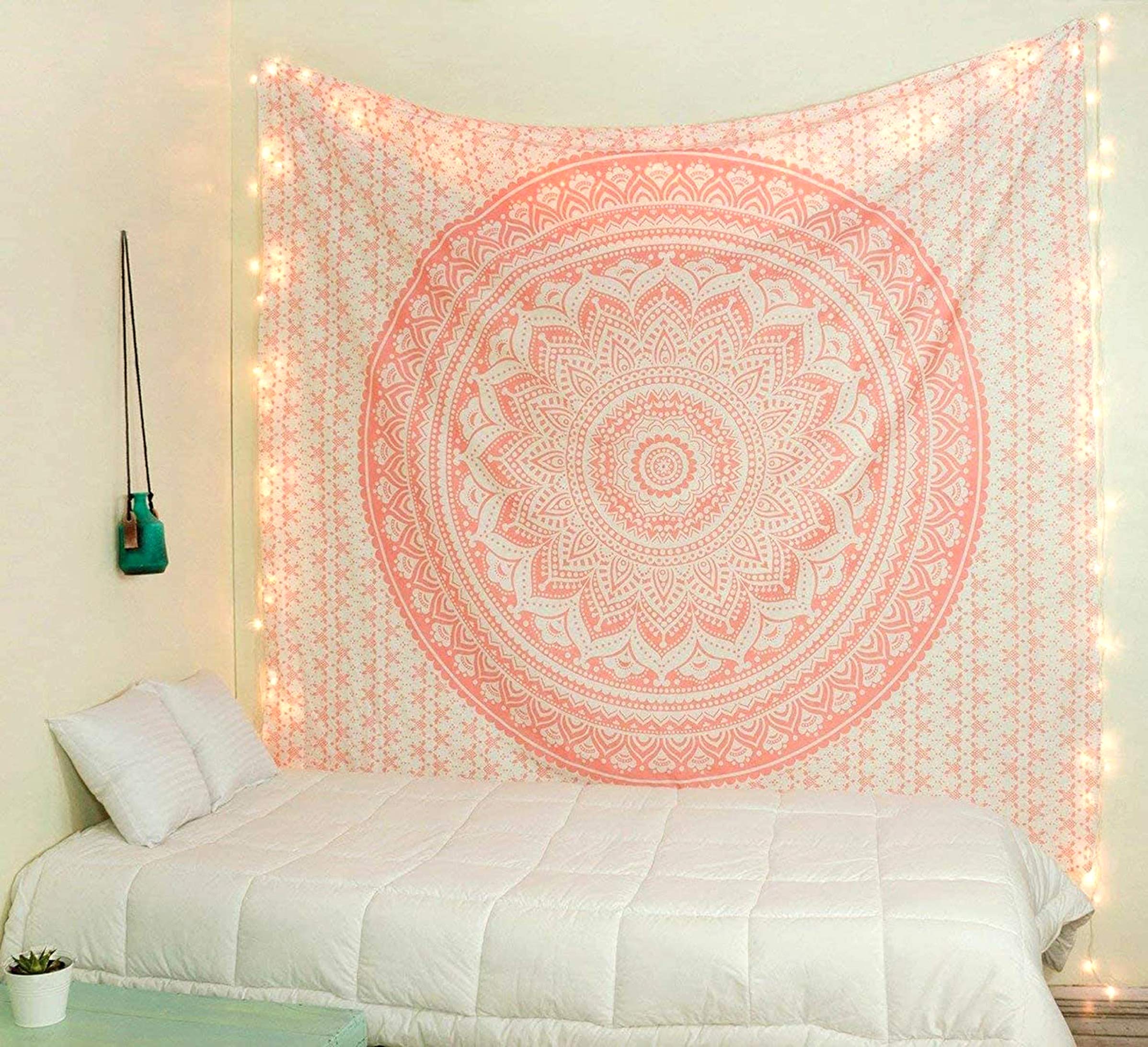 raajsee Rose Gold Elephant Mandala Tapestry For Bedroom- Aesthetic Tapestry - Indie Wall Tapestry Hippie Room Decor - Boho Tapes