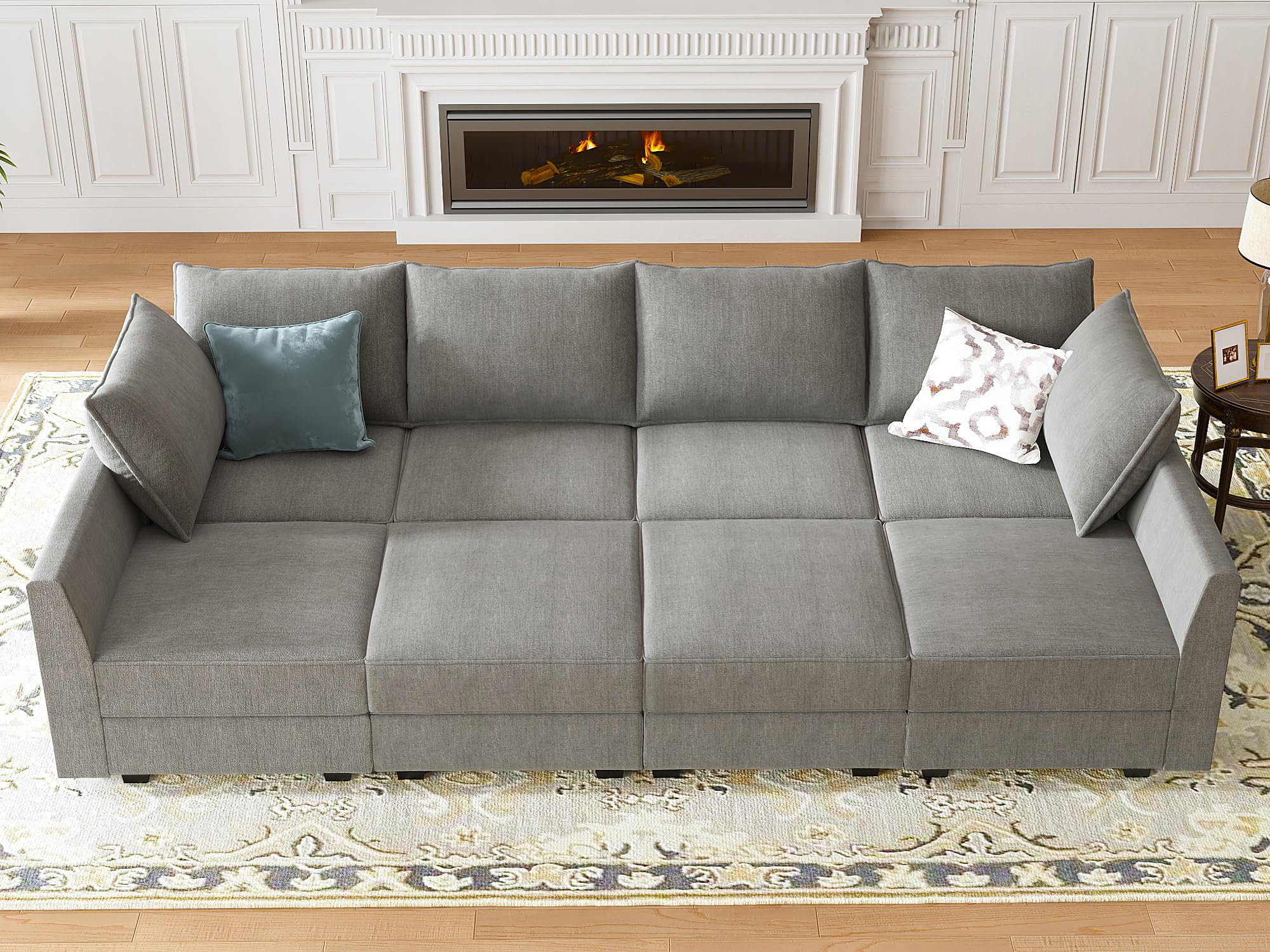HONBAY Modular Sectional Sleeper Sofa Bed Reversible Modular Couch with Storage Seats Oversized Sleeper Sectional Couch Modular 