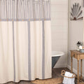 Piper Classics Market Place Blue Ticking and Grain Sack Stripe Shower Curtain