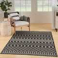Nourison Positano Indoor/Outdoor Black 6 x 9 Area Rug, Easy Cleaning, Non Shedding, Bed Room, Living Room, Dining Room, Deck, 