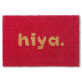 TOWN & COUNTRY TERRA Hiya Painted Welcome Door Mat, Natural Coir, Heavyweight, Non-Slip Entryway Mat, Red, 18x30