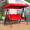 PURPLE LEAF 3-Seat Deluxe Outdoor Patio Porch Swing with Weather Resistant Steel Frame, Adjustable Tilt Canopy, Cushions and Pil