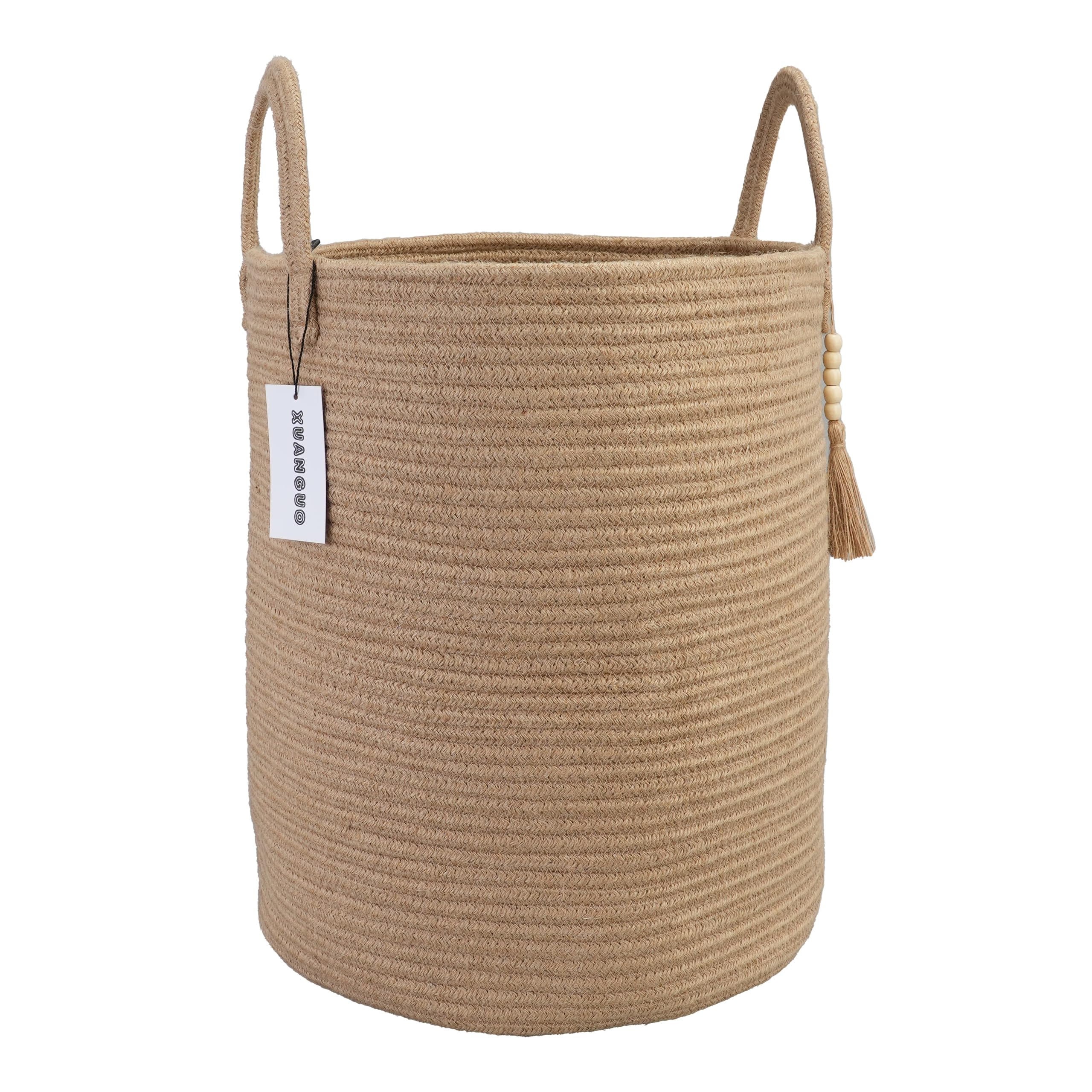 XUANGUO Rope Laundry Basket Laundry Hamper for Clothes Woven Storage Basket for Living Room Bedroom Boho Tall Rope Baskets for B
