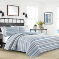 Nautica Quilt Set All Season Cotton Bedding with Matching Sham, Lightweight & Reversible, Twin, Jettison Grey/Blue/White