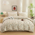 ECOCOTT Floral Duvet Cover King Size - 3 Piece 100% Washed Cotton Bedding Set with Zipper Closure, Soft Lightweight Breathable B