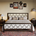 SHA CERLIN King Size Metal Bed Frame with Vintage Circular Design Headboard and Footboard,No Box Spring Required, Easy Assembly,