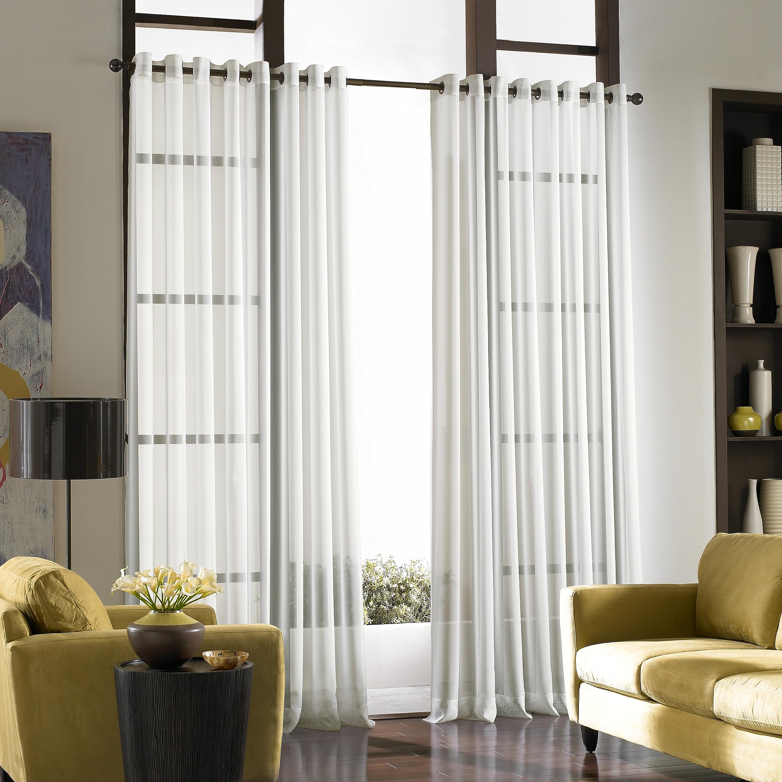 Curtainworks Soho Voile Sheer Grommet Curtain Panel, 59 by 84, Winter White