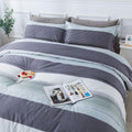 Andency Stripe Comforter Set King Size (104x90 Inch), 3 Pieces Mint Green Patchwork Striped Comforter, Soft Microfiber Down Alte