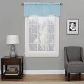 ECLIPSE Kendall Modern Scalloped Valance Rod Pocket Window Curtain for Kitchen or Bathroom, 42 x 18, Sterling Blue