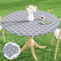 smiry Round Picnic Tablecloth, Waterproof Elastic Fitted Table Covers for 45 - 56 Tables, Wipeable Flannel Backed Vinyl Tableclo