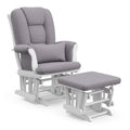 Storkcraft Tuscany Custom Glider and Ottoman with Free Lumbar Pillow (White/Slate Gray Swirl) - Cleanable Upholstered Comfort Ro