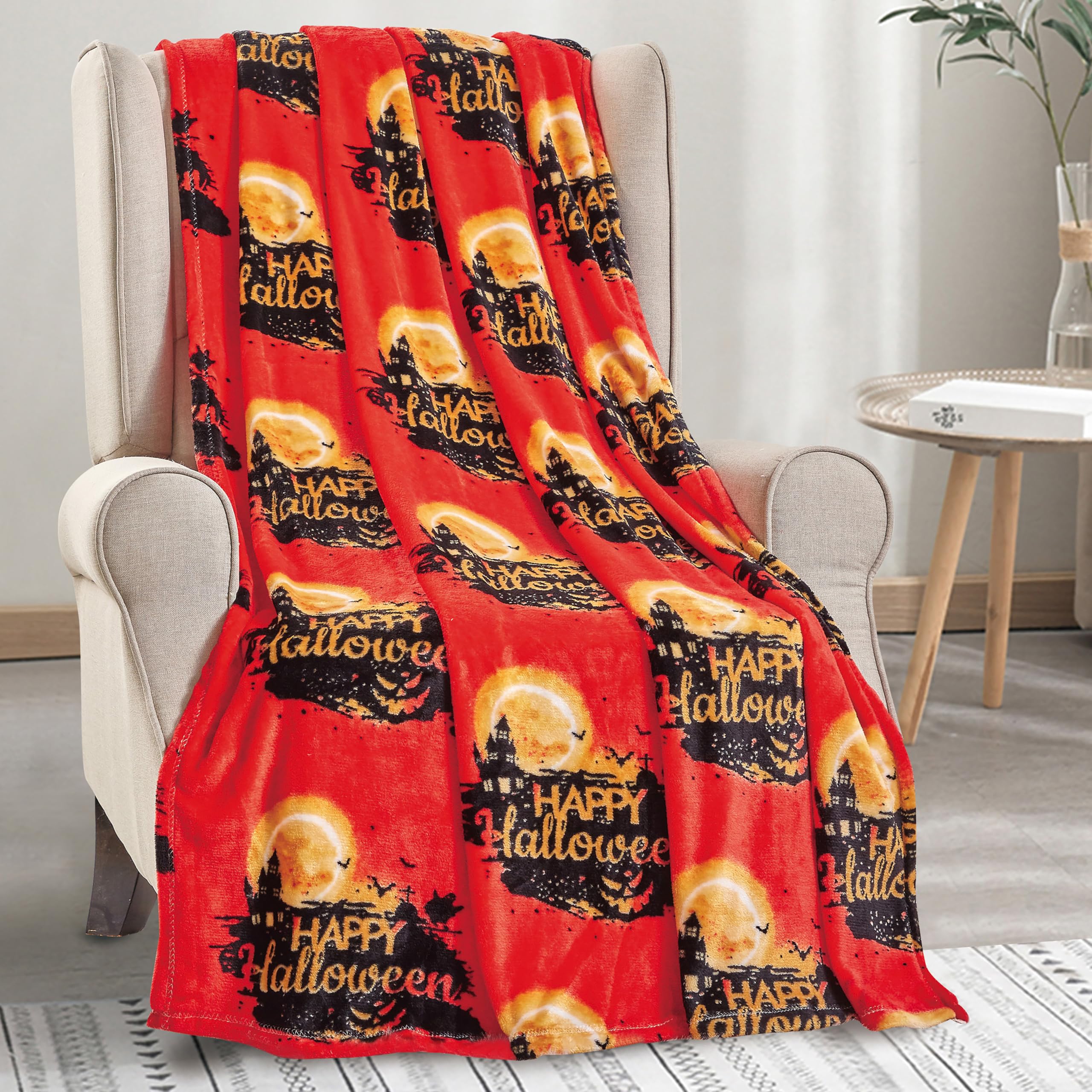 Elegant Comfort Lightweight Throw Blanket- Halloween Themed, Soft, Cozy and Plush- Throw Blankets, Perfect for Lounging This Spo