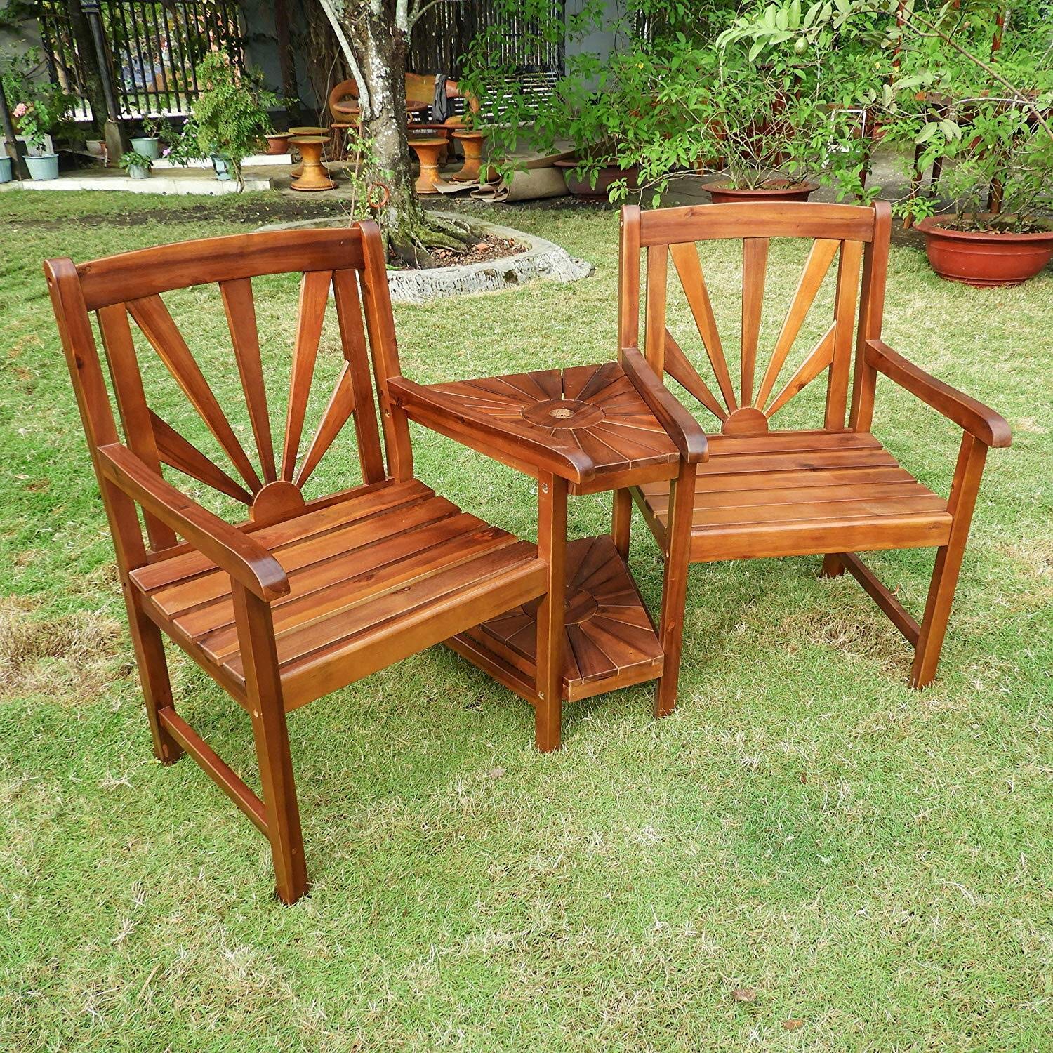 International Caravan Highland Acacia Sapporo Tete-a-Tete Double Conversational Chair