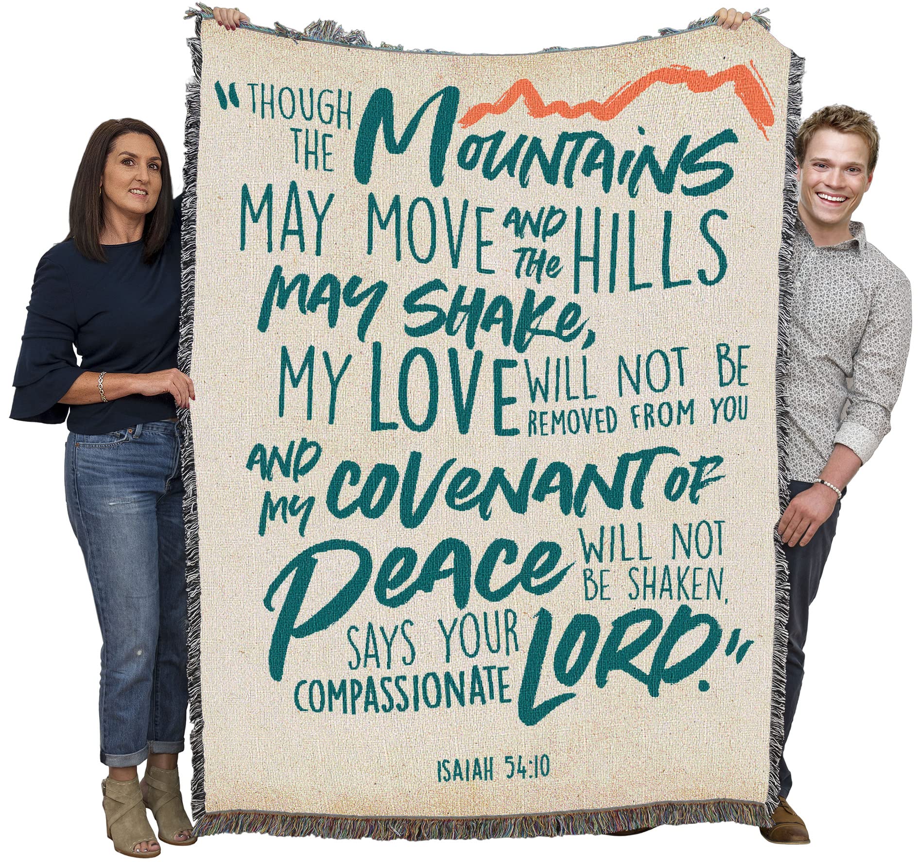 Pure Country Weavers Covenant of Peace Blanket - Scriptures - Isaiah 54:10 - Religious Gift Tapestry Throw Woven from Cotton - M