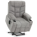 MCombo Power Lift Recliner Chair with Extended Footrest for Elderly People, Fabric 7287 (Light Grey, Medium-Regular)