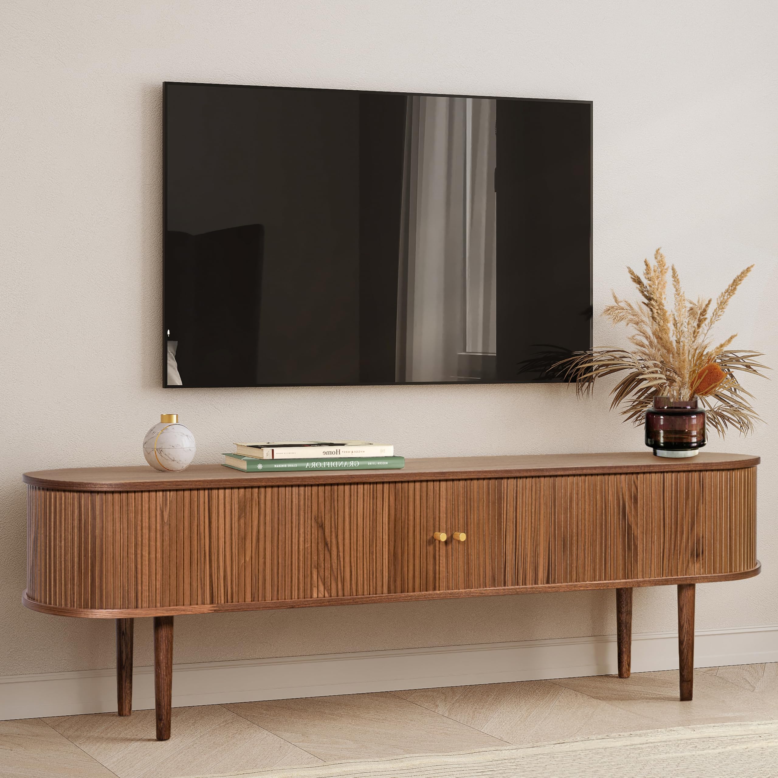 WERMO 71 TV Stand with Storage and Shelves for 65-75 inch TV. Wood Entertainment Center with Doors for Living Room and Bedroom, 