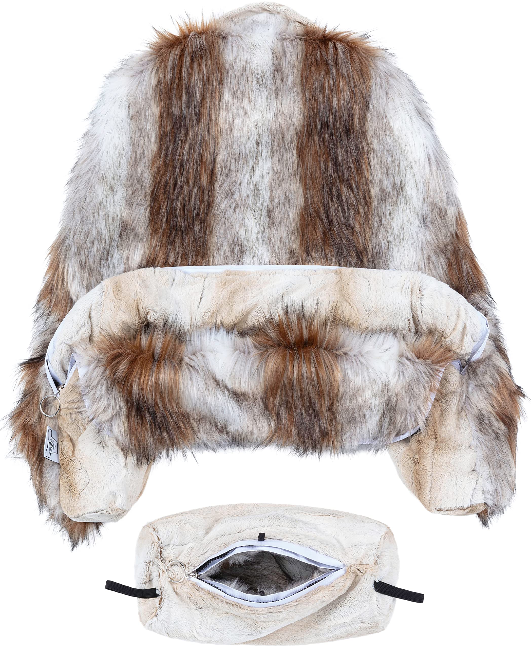Husband Pillow XXL Cover Only - Rare Baby Coyote Fur Backrest Pillowcase Set, Two-Tone Reversible Double Sided Fabulous Faux Fur
