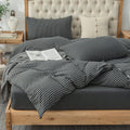 PURE ERA Jersey Knit Duvet Cover Set 100% T-Shirt Heather Cotton Super Soft Comfy Classic Striped Design, with Zipper Closure, B