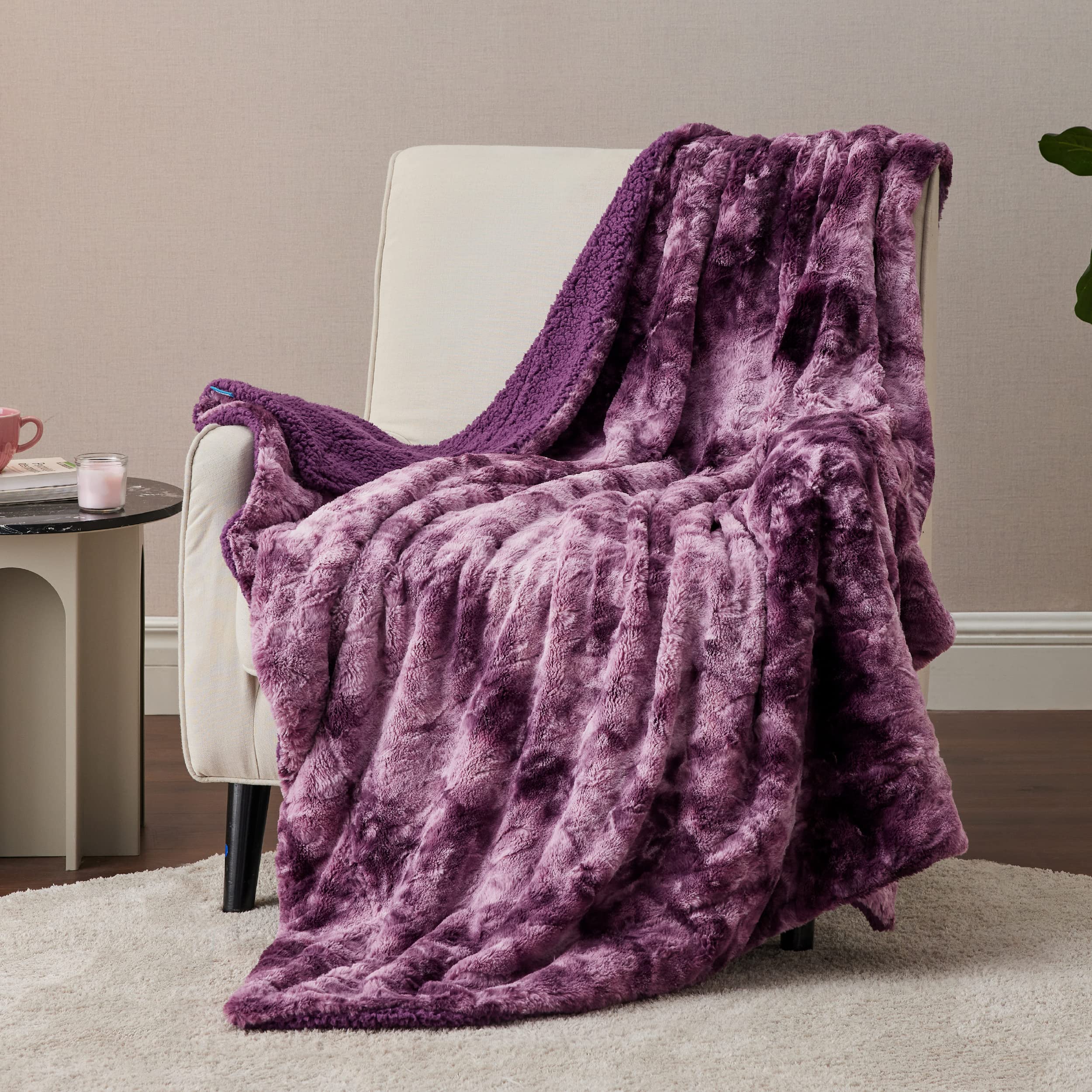 Bedsure Fuzzy Blanket Twin Size - Purple, Soft and Comfy Sherpa, Plush and Furry Faux Fur, Reversible Twin Blankets for Couch, S
