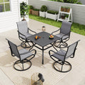MFSTUDIO Patio Table and Chairs Set of 4, Outdoor Dining Set with Umbrella Hole, 5 Piece Patio Furniture Set for Deck Backyard P