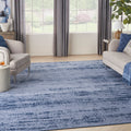 Nourison Essentials Indoor/Outdoor Solid Abstract Denim 10 x 14 Area Rug, Easy Cleaning, Non Shedding, Bed Room, Living Room, 