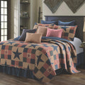 Virah Bella 3 Piece Queen Cabin Quilt Bedding Set - Mountain Cabin Blue - Rustic Country Reversible Patchwork Comforter Set with